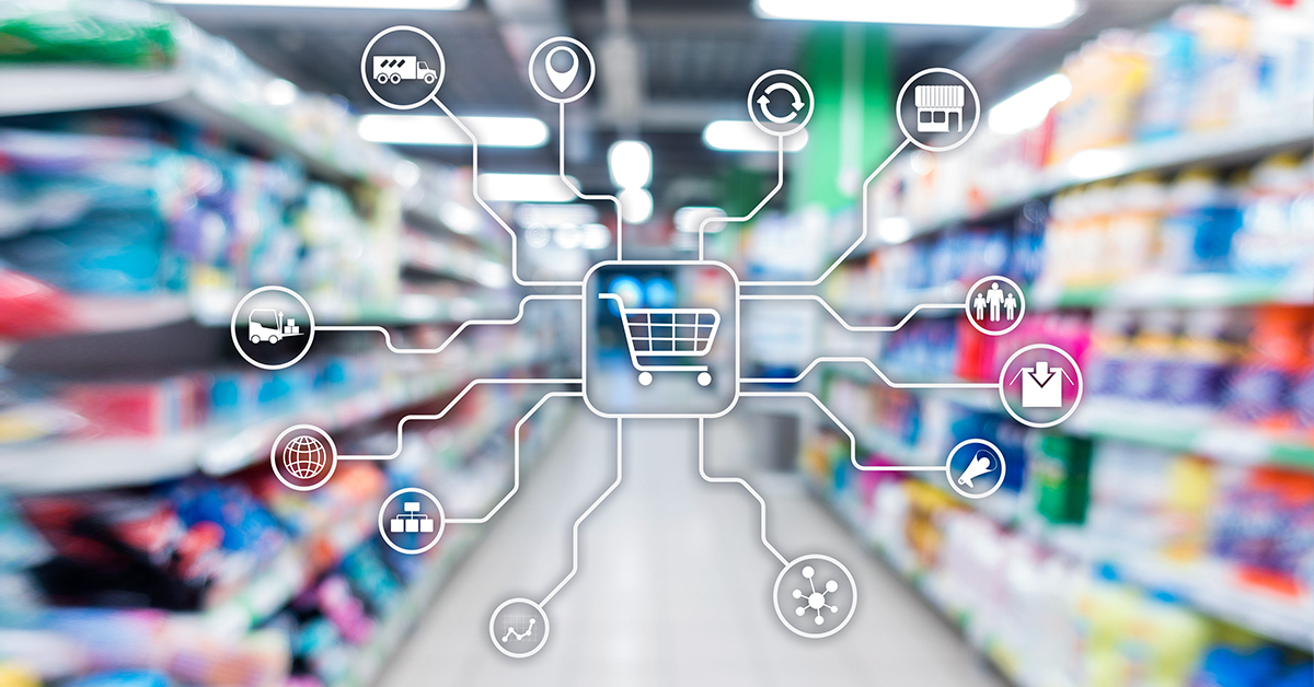 omnichannel graphic showing connection between online and in-store data