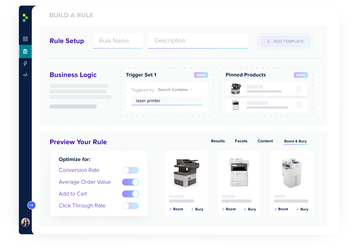 GroupBy's Command Center helps further refine and customize strategies with merchandising controls while reducing the need for manual curation